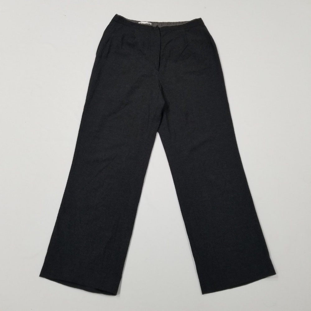 Jil Sander Wool Blend Gray Pants Wide Leg Trousers Chinos Made In Italy Women 38